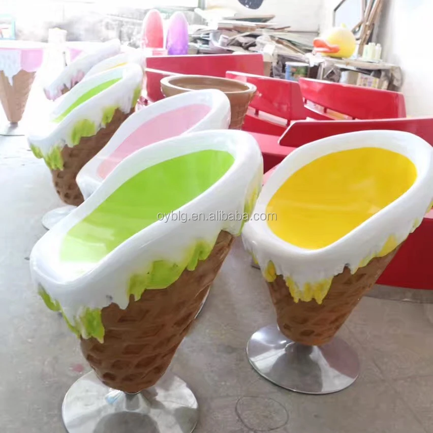 ice cream shaped fiberglass rubbish bin for shopping mall decoration