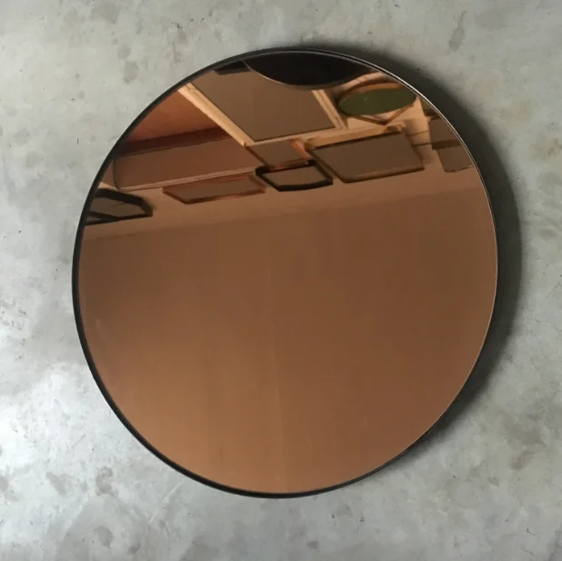 Black metal frame round colored mirror wall hanging mirror miroir circulaire dexoracion de espejo