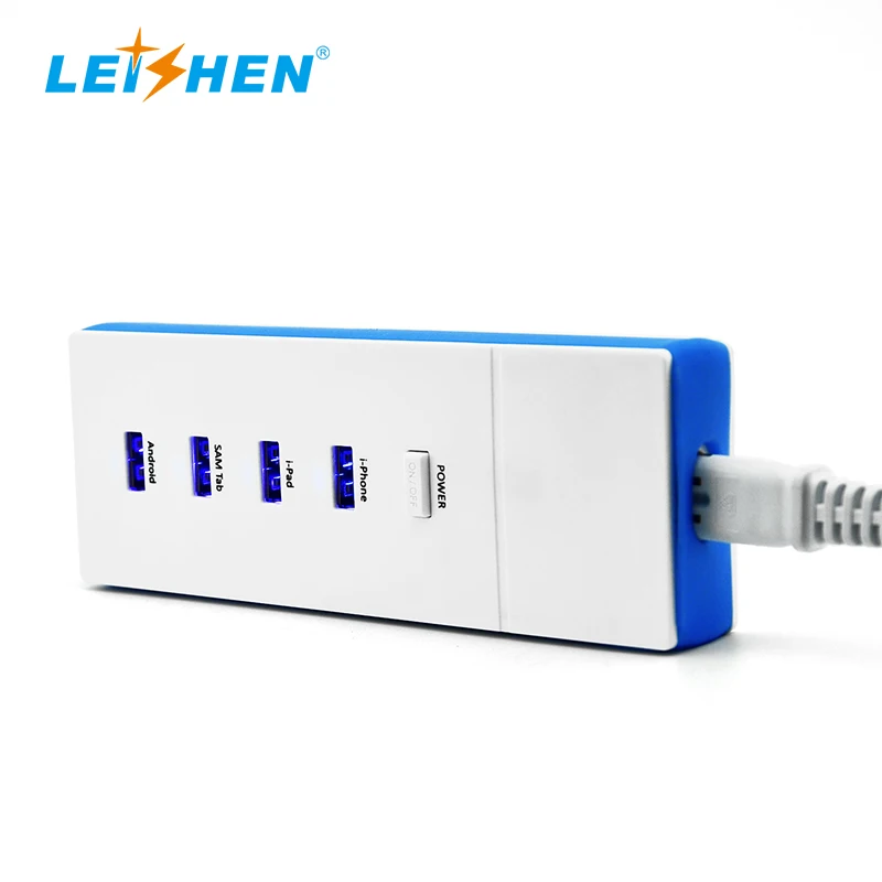 Wholesale Factory Price Extension Socket 4 USB Switch Travel Adapter Fast Charger with Power Cord For UK/EU/ US/AU Market