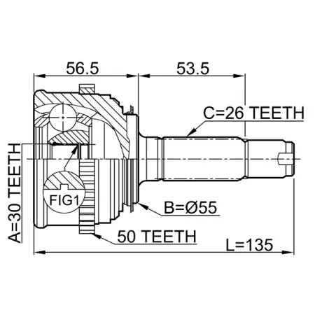CV  JOINT HO-024	OUTER CV JOINT 30X55X26