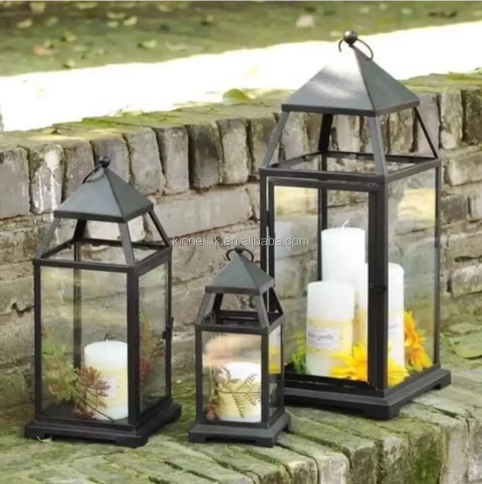 Элегантный стильный черный Наружный садовый фонарь, металлический фонарь-свеча для свадебного украшения, наружное украшение и освещение IP65 0,06