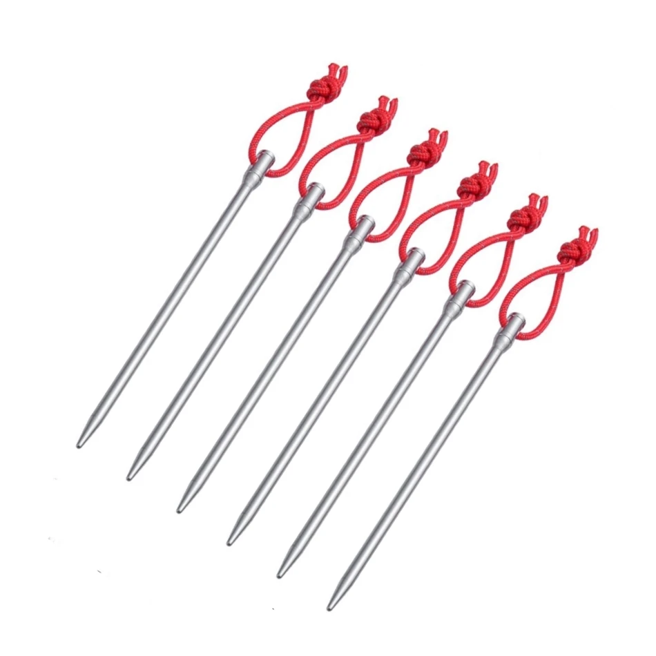 6pcs Titanium Tent Peg 165mm Spike Camping Stake Nail Self Defense