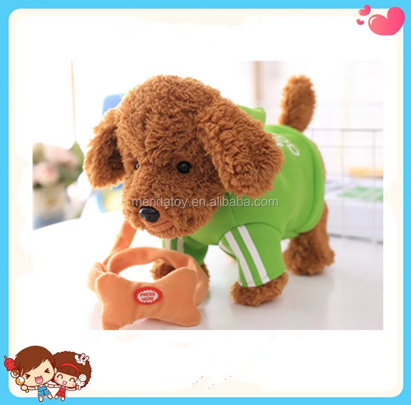 electronic plush simulaition teddy dog toys with T-shirt singing and walking dog toys