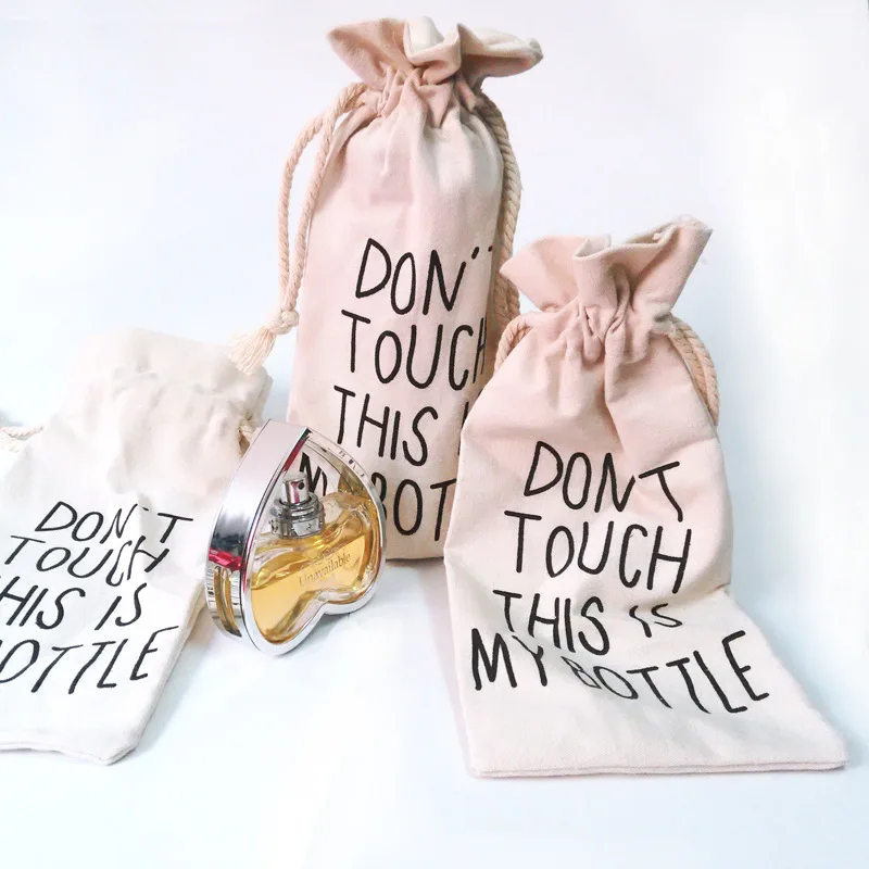 Wholesale Single bottle Bags Cotton fabric Wine Bottle Bag Canvas Cotton Water bottle Drawstring bags