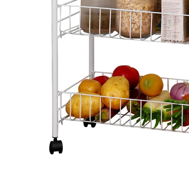 3 Tier Trolley Utility Rolling Cart with Large Storage and Wheels for Office Kitchen,Bedroom,Bathroom Food Storage Basket Stand