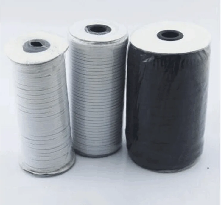Custom 6mm high quality wholesale elastic band/White and black color elastic Various size flat elastic