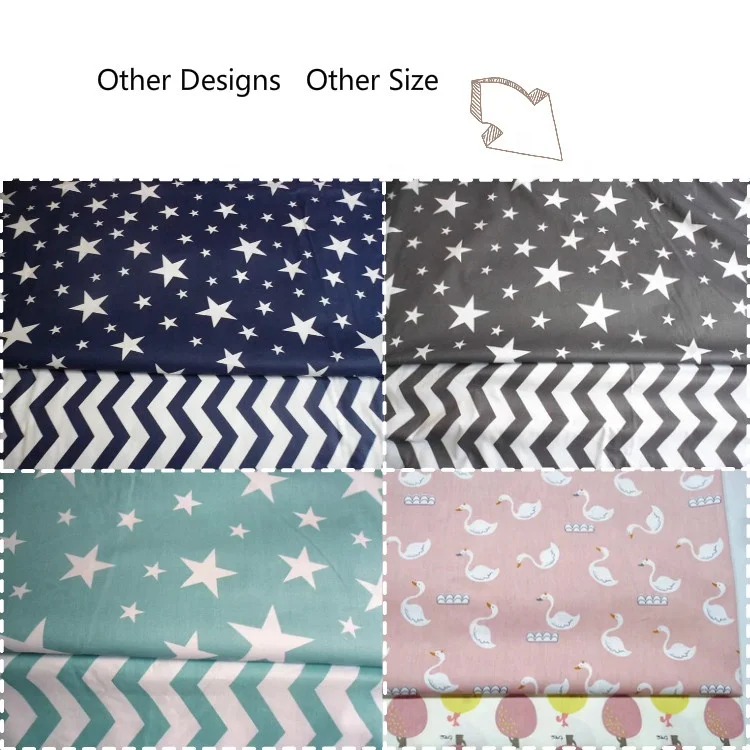 
Amazon Hot Sale Crib Mattress Set Printed Woven Cotton Flat Sheets Baby Bed Linen Gift 