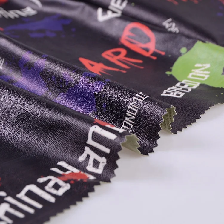 China wholesale crazy design custom printed faux leather fabric for clothing bag