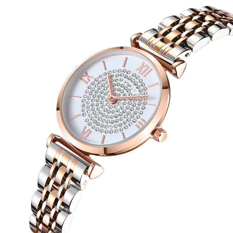 
Fashion ladies watches stainless steel band wristwatch customer logo OEM brand unique women watches hour water proof watch 