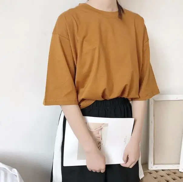 2020 high streetwear women 100%cotton summer plain dyed purple colorful t shirt custom oversize blank t shirts in bulk wholesale