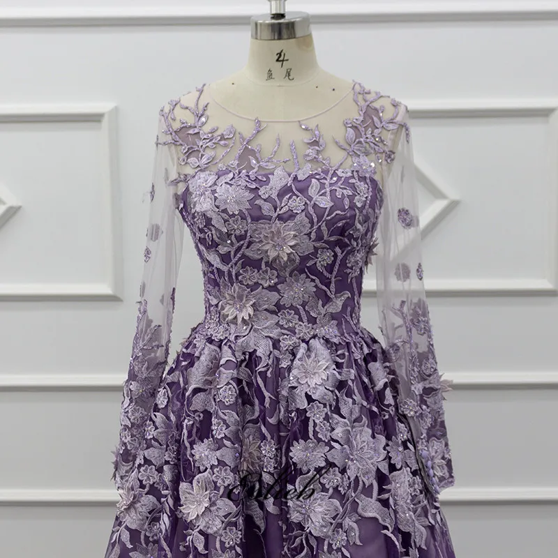 Amazing High-end Wedding Dress Purple Tulle And Lace Bridal Dress short Train Bridal Wedding Dresses 2019 New Styles With Veils