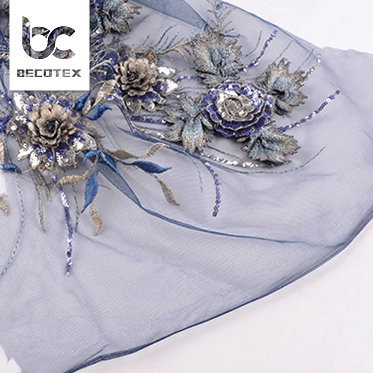 Hand-made embroidery with full sequin pattern design African Lace tulle fabric for making clothes