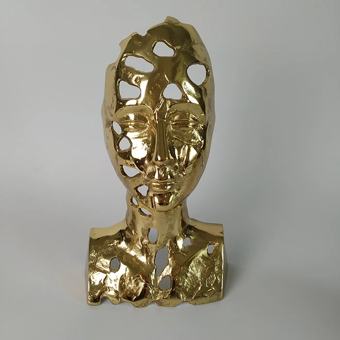 abstract  art decoration metal brass  woman face sculpture sculpture