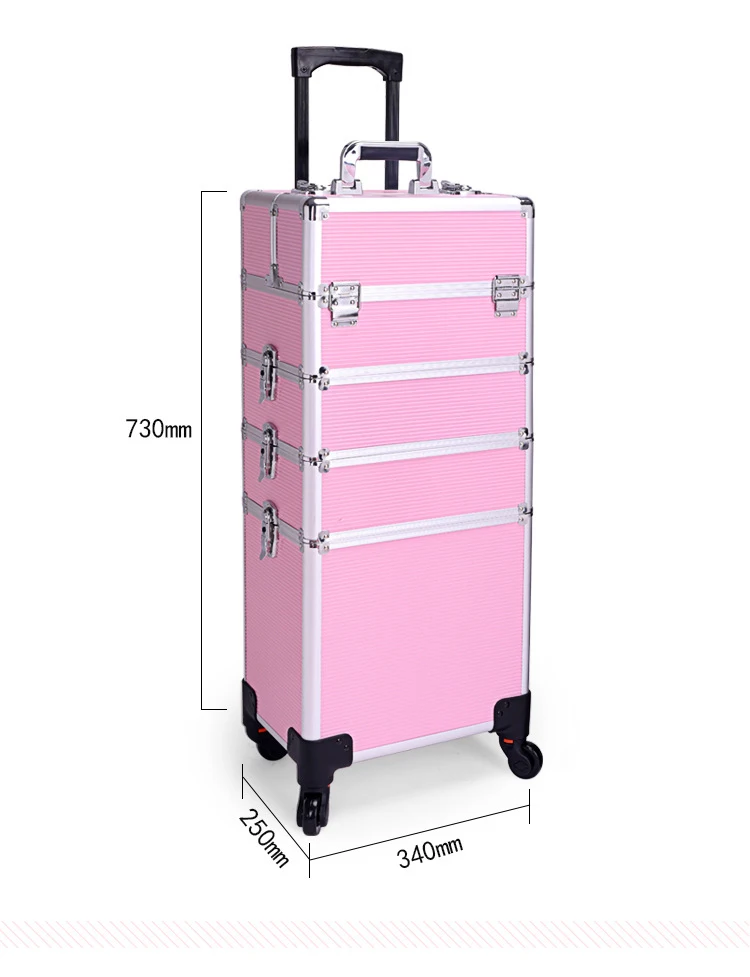 Yaeshii Aluminium Professional 4in1 Beauty Hairdressing Trolley Cosmetics Organizer Makeup Vanity Case With Legs