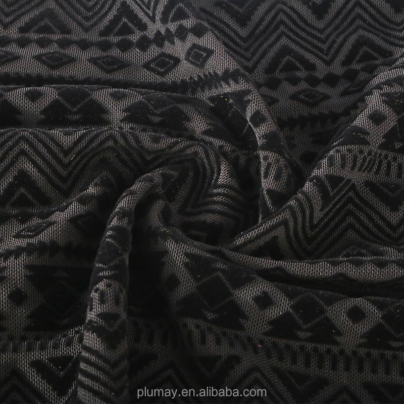 Polyester and spandex mesh  flocking fabric for clothing textile custom elastic fashion  stretch underwear