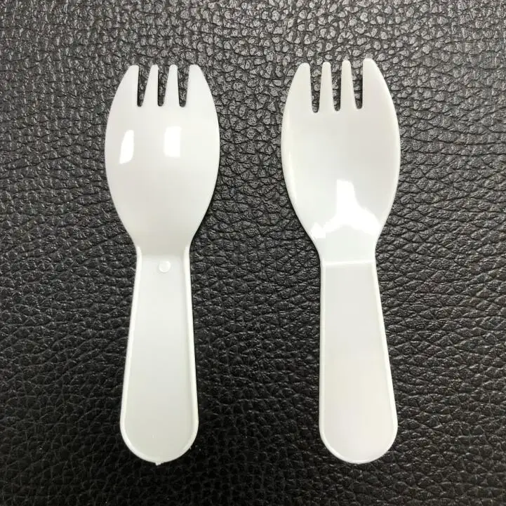 wholesale PS plastic spoon white spork disposable tableware unit pack trifle patisserie cake spoon dessert