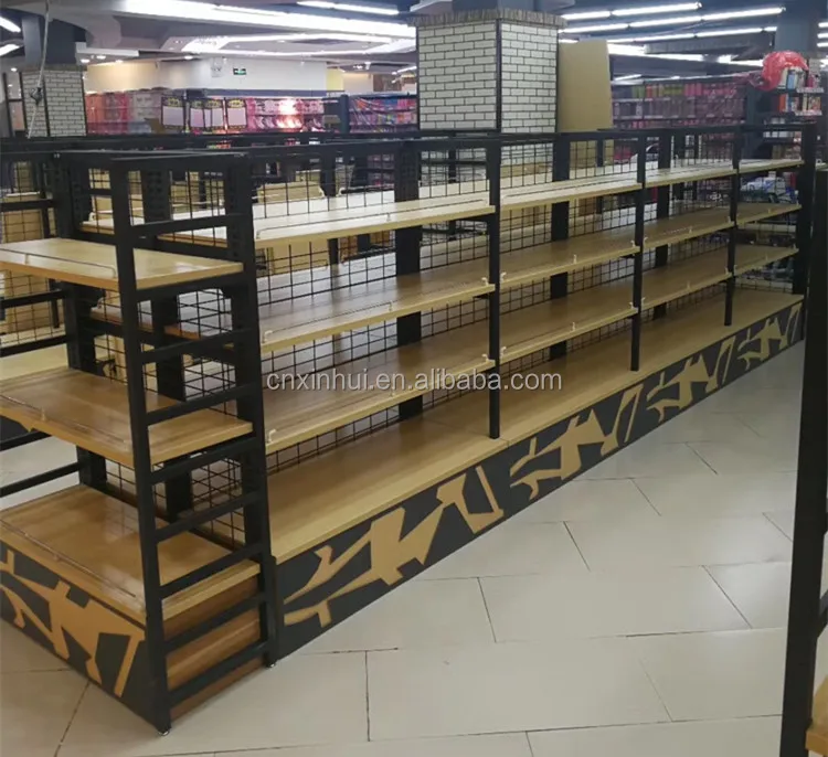 Supermarket wood gondola shelving,retail shop design gondola shelf,customized gondola rack