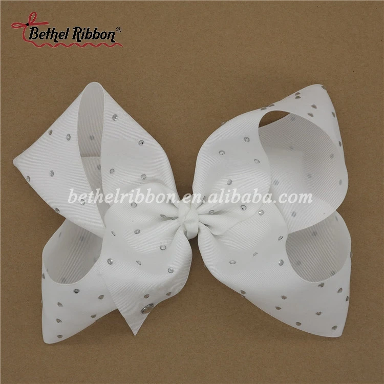 Rhinestone alligator 8 inch large baby hair bow clip for girl