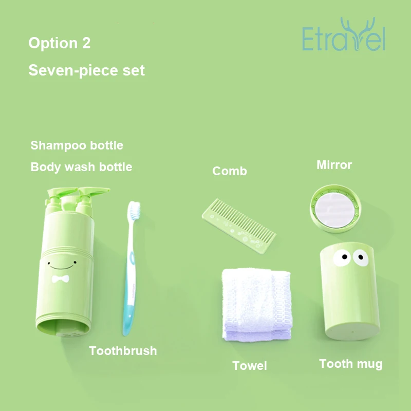 Travel Toothbrush Storage Case 7 In 1 Portable Wash Cup Toiletries Bathroom Set