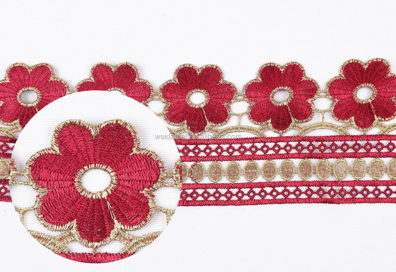 
Elegant High Grade Embroidery Lace Trim Ribbon Border factory cheap lace for Garment Decoration 