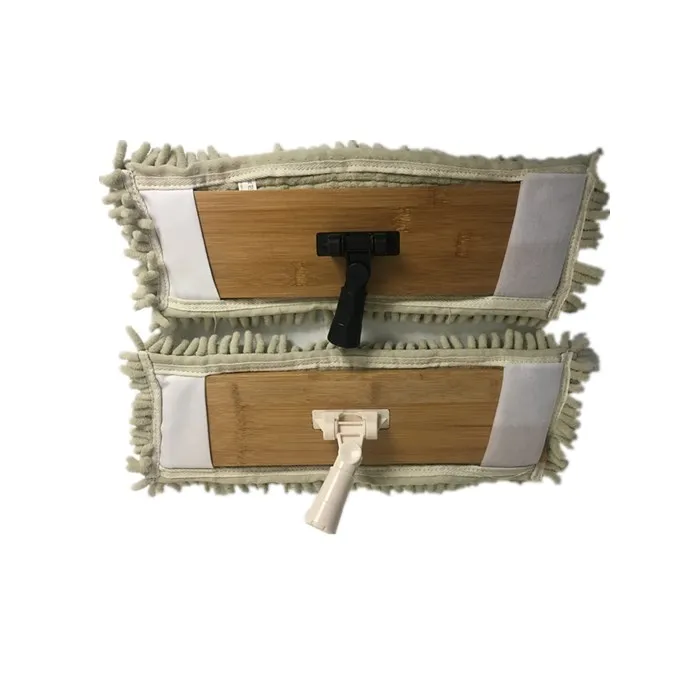 flat chenille mop with wood handle and pad