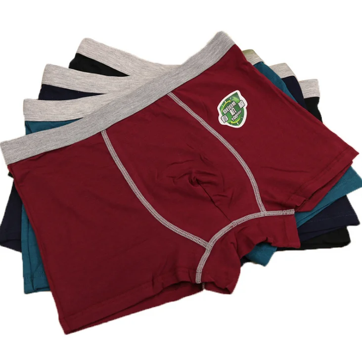 
Wholesale sexy men brief organic cotton middle waist pure color big size young mens underwear boxer 