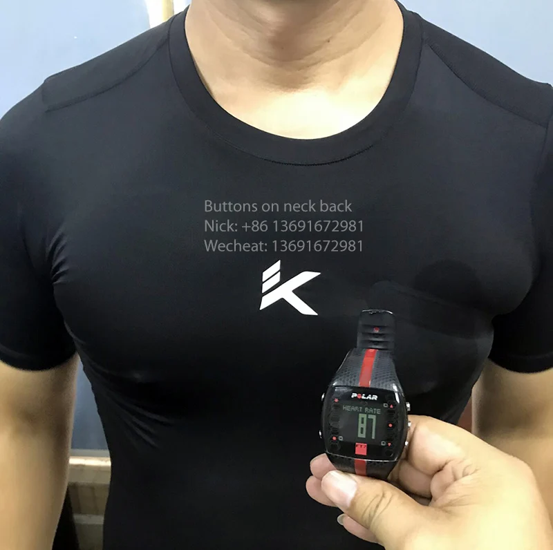 Customized OEM high quality Smart Sports heart rate monitor T-Shirt (HRM sensor not included, buttons on the neck)