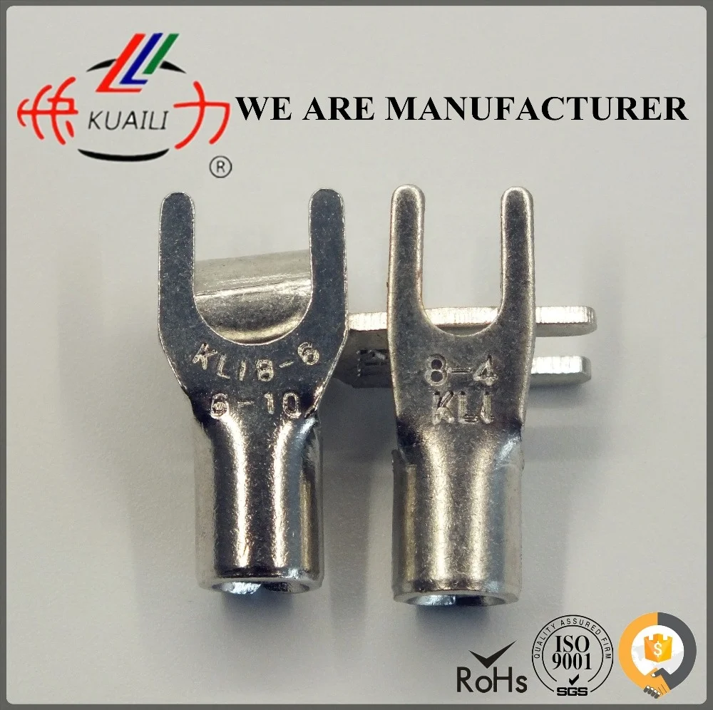 KUAILI Non-Insulated Spade Terminal AWG 8-4 STUD SIZE #8 #10 1/4 5/16 1/2 SNB Non-Insulated Spade Terminal