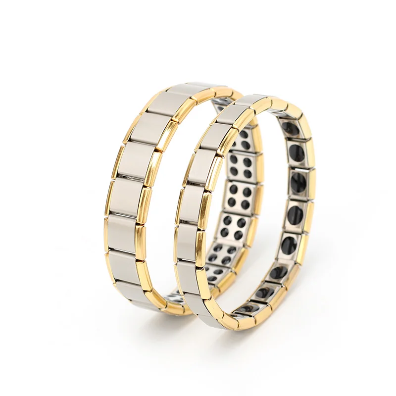 Wholesale 9mm Width Stainless Steel Health Germanium Bracelet IP Gold Plated