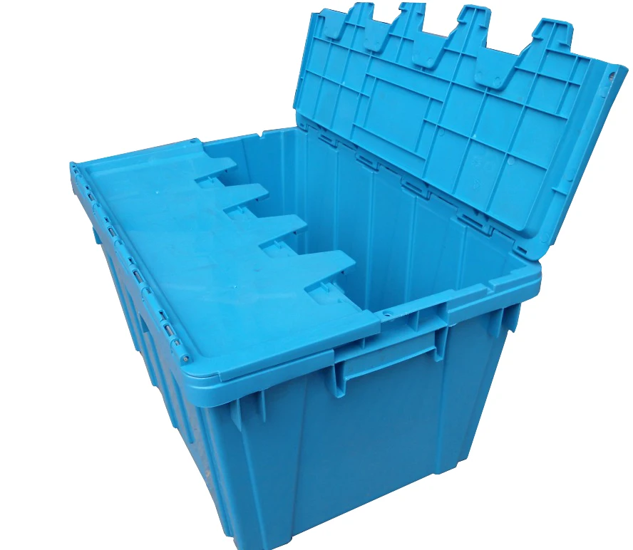 HUADING 600*400*315 Stackable Plastic Moving Crate Recyclable HDPE PP Material Embossed Print Turnover Box Food Storage Packing