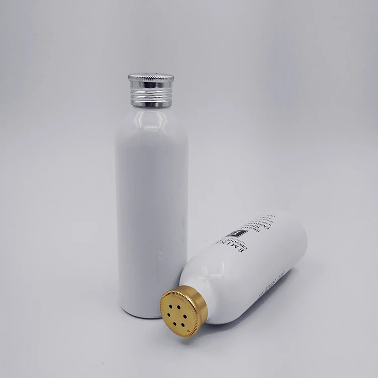 
150ml white coating aluminum powder shaker bottle with sifter cap 