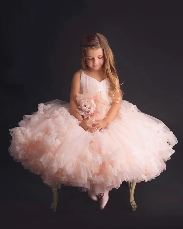 Ivy10353A Princess kids girls wedding party dress girls birthday tutu dress performance ball gown