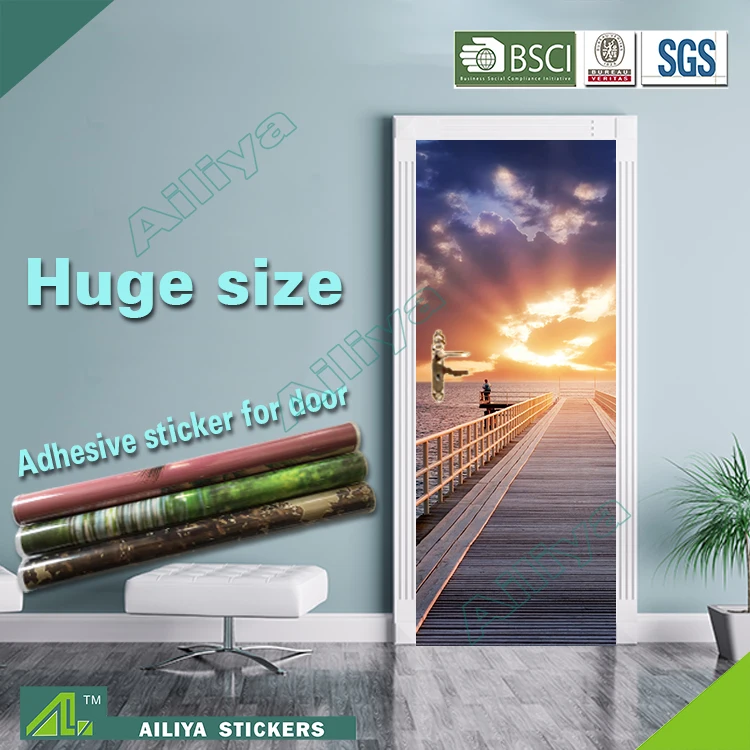 Customized Unique Cheap Waterproof Easy Peel Self Adhesive Decorative 3D Door Sticker