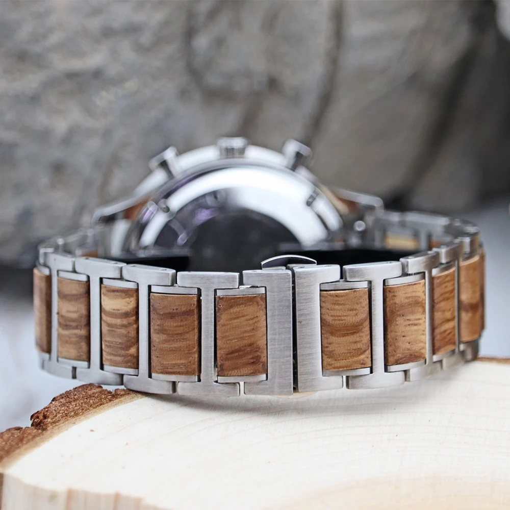 Olive Wood Stainless Steel Waterproof Luxury Business Wooden Watches