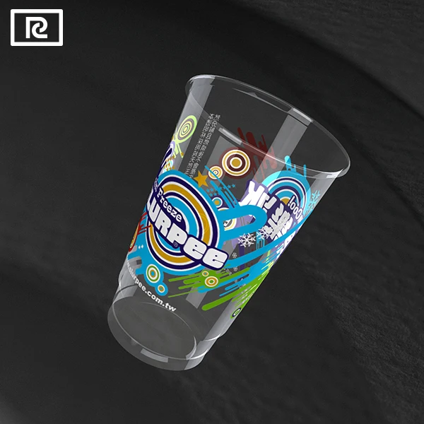 T-PLA2-P transparent biodegradable disposable plastic cup for boba bubble tea , pearl tea , bear and smoothie juice
