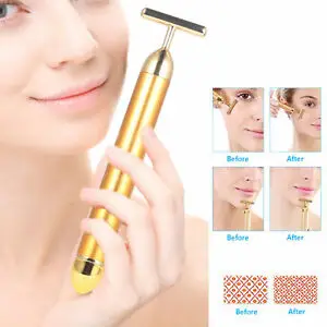 beauty factory 24k Golden Electric Beauty Bar Powerful Vibration Face Massager Face Lift Artifact Face Firming Roller Anti Agin