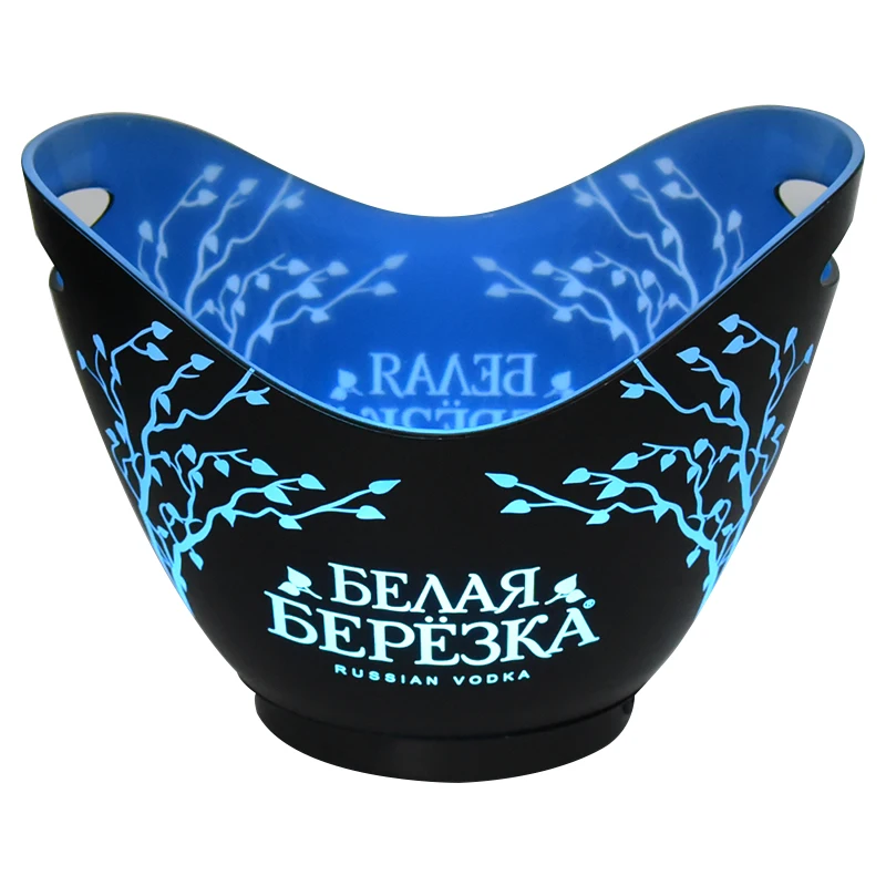 PP and oil engraved 8L led colorful lighting boat shape rechargeable champagne Ice Bucket for celebration party