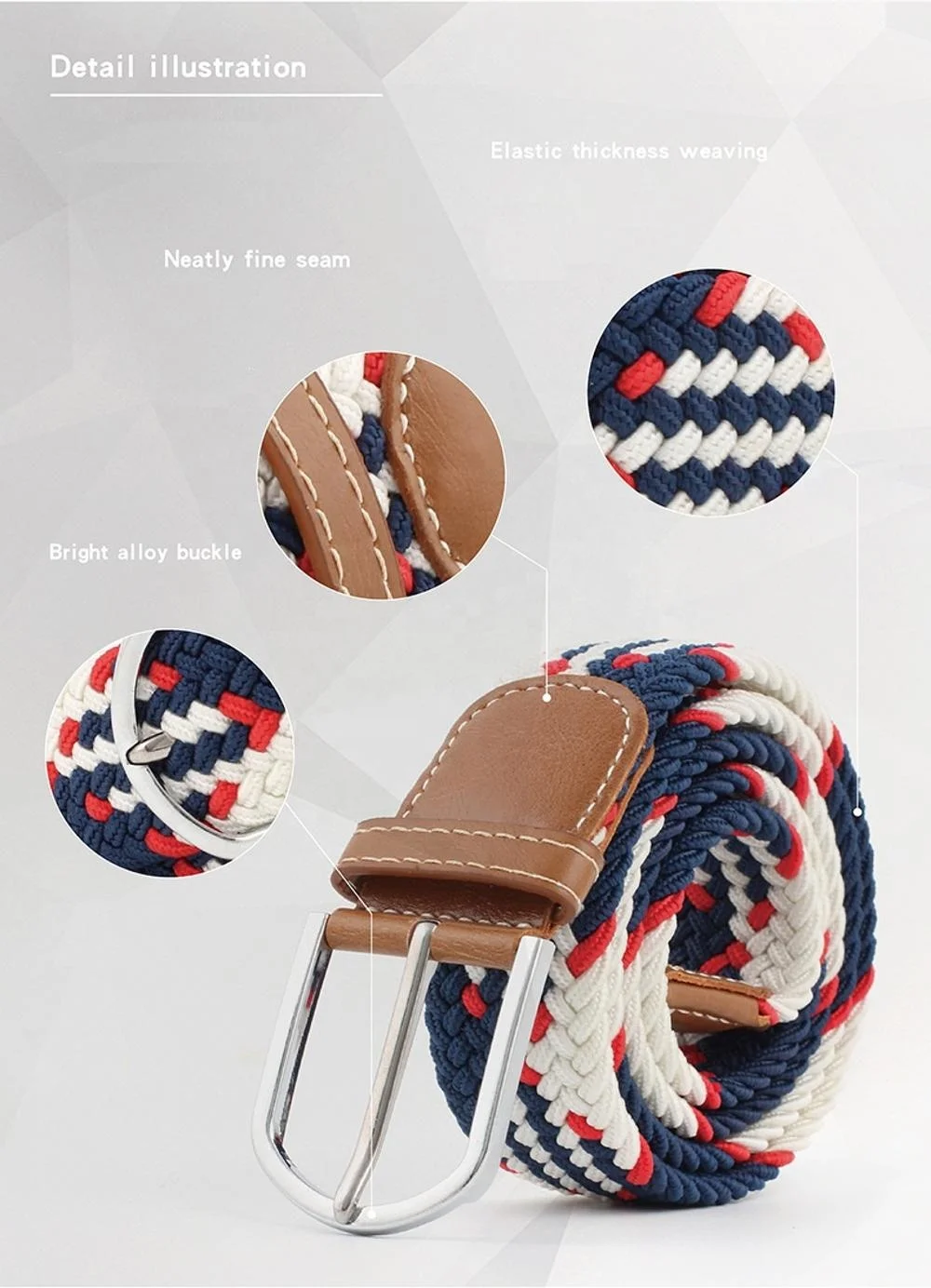Эластичные тканевые эластичные разноцветные плетеные ремни Amazon