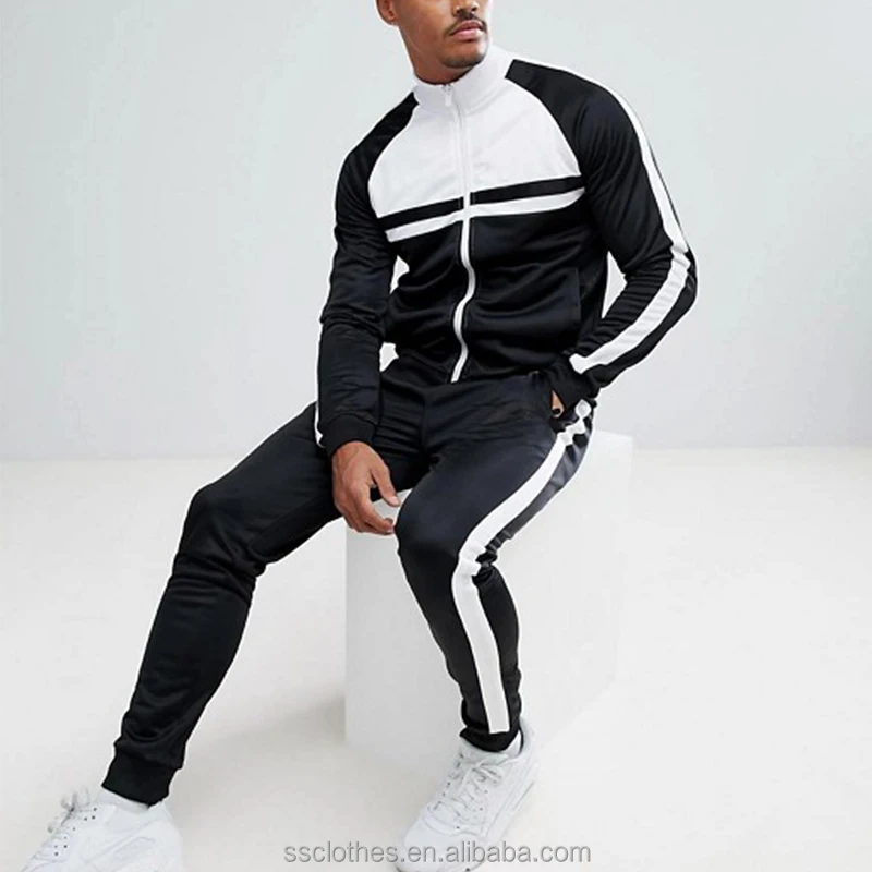
Custom patchwork embroidered logo polo tracksuit polyester sports suit 