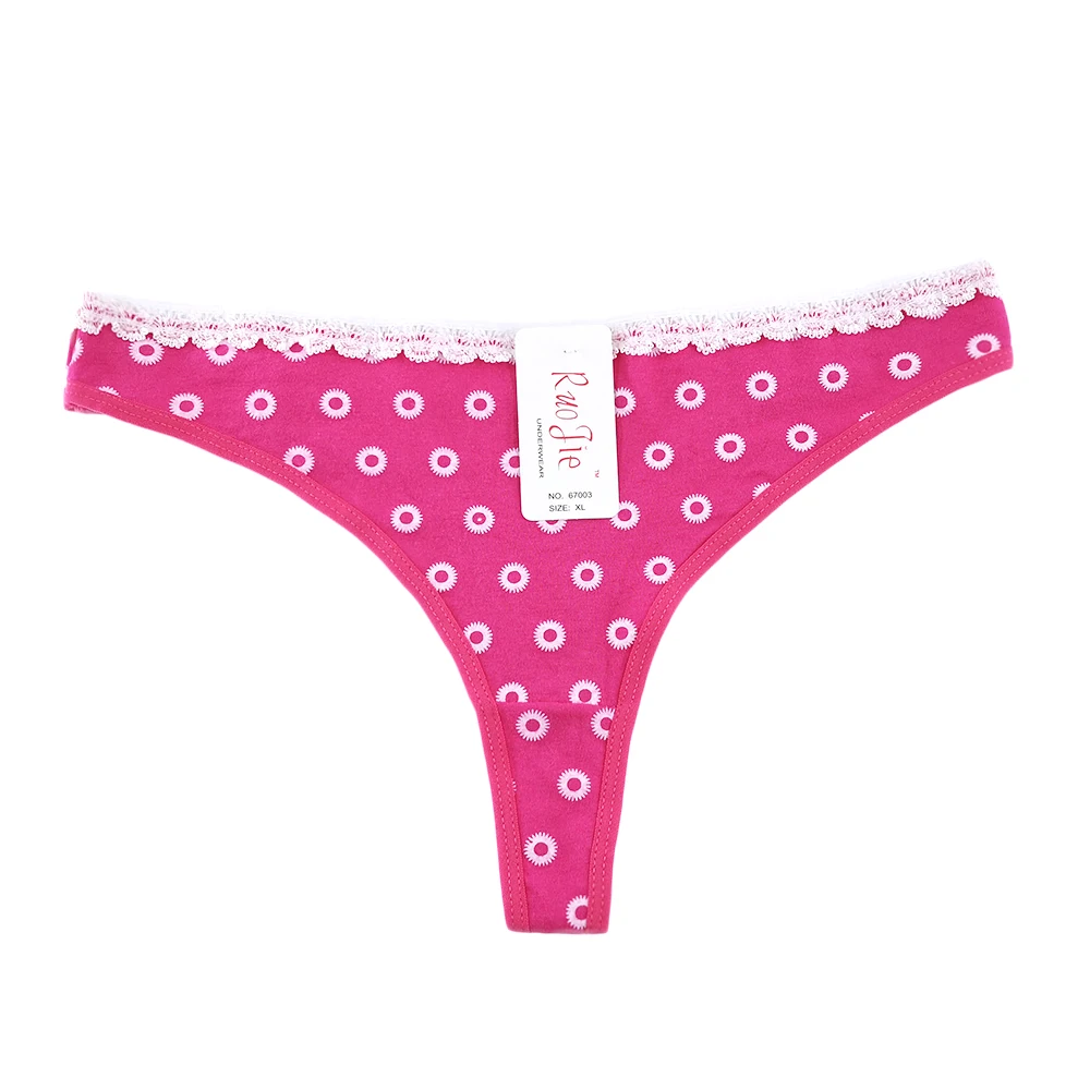 67003 Wholesale Hot Young Girl Print T Back Panties OEM Teen Color Panty For Hot Beautiful Womens Underwear Stock Cotton Thong
