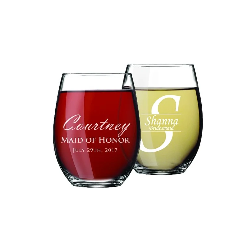 stemless wine glasses wholesale/ custom printing logo high quality wine glasses without stem
