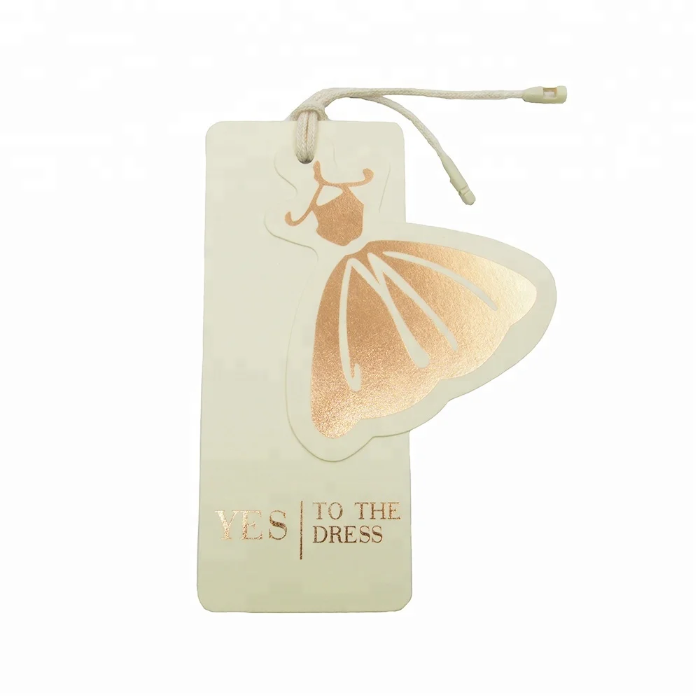 Пользовательский модный бесплатный образец, новый дизайн одежды, бумажная бирка, золотой горячий штамп, логотип, подвесная бирка