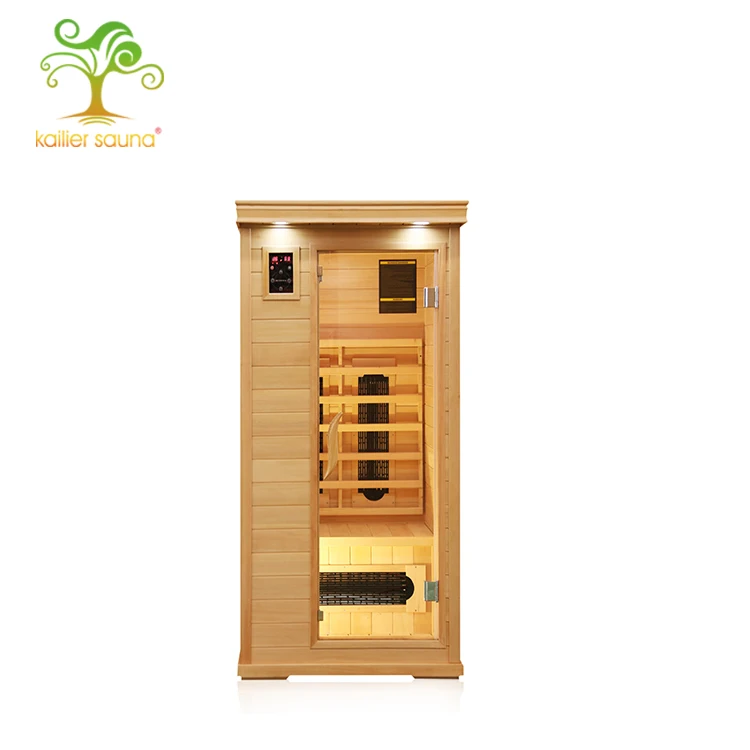 health smart infrared sauna room with red glass heater