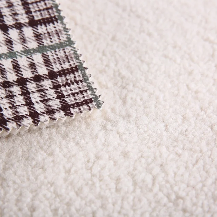 Excellent quality bonded sherpa fleece print interlock thick micro suede fabric