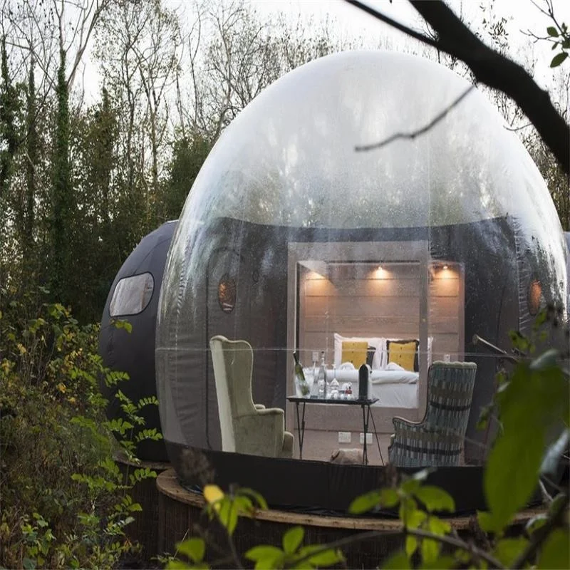 0.8mm PVC Inflatable Bubble Tent Green PVC Tarpaulin Inflatable Lawn Bubble Tent Half Color For Exhibitions