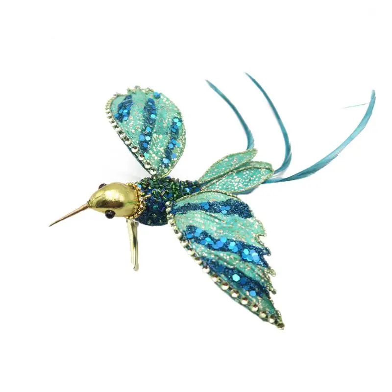 Птица с рождественскими перьями и блестками для украшения елки