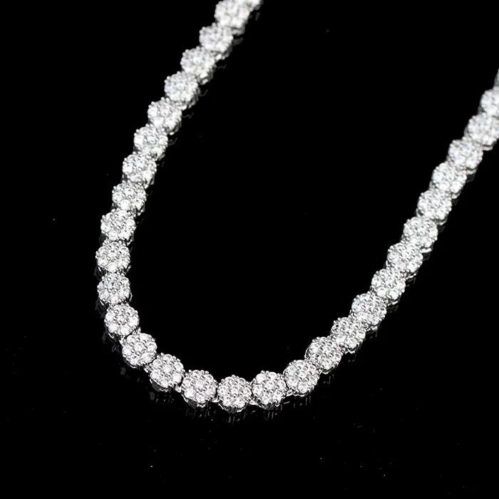 Fashion Jewelry 925 Sterling Silver Diamond Tennis Necklace Choker