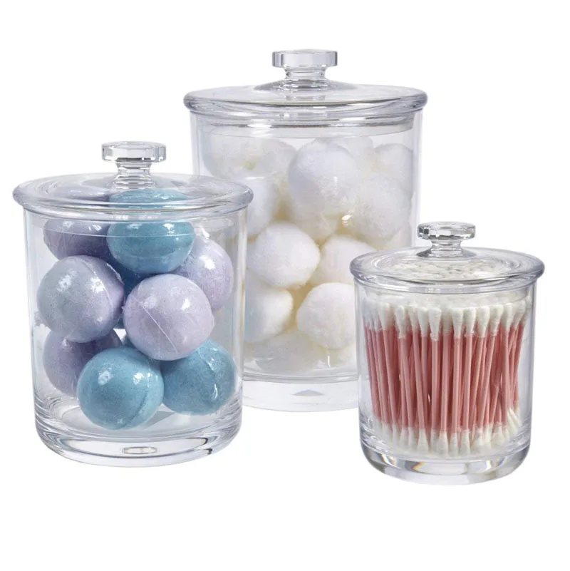 Multipurpose Jewelry & Cosmetic/Makeup Food Storage Organizer Acrylic Plastic Apothecary Candle Jars