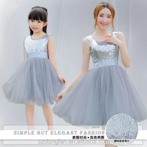 Matching Mother Daughter Dresses New Fashion Sequin Flower Girl Dress Party Birthday Wedding Princess Dress