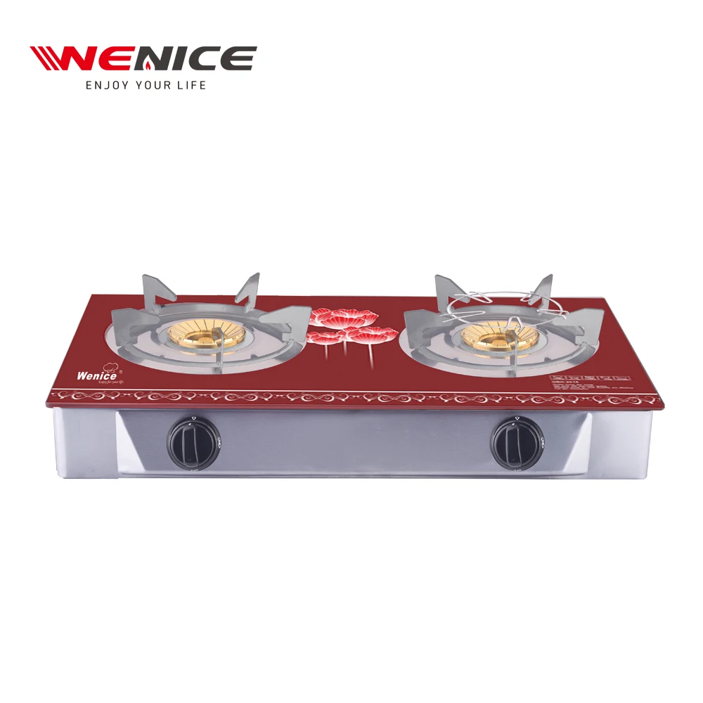 tempered glass gas cooking 2 burner table top gas stove